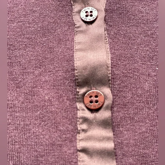 twin set simona barbieri Purple Button-Up Top sweater wool silk - Picture 3 of 10